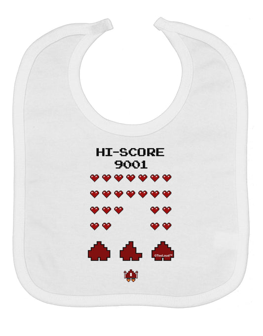 Pixel Heart Invaders Design Baby Bib
