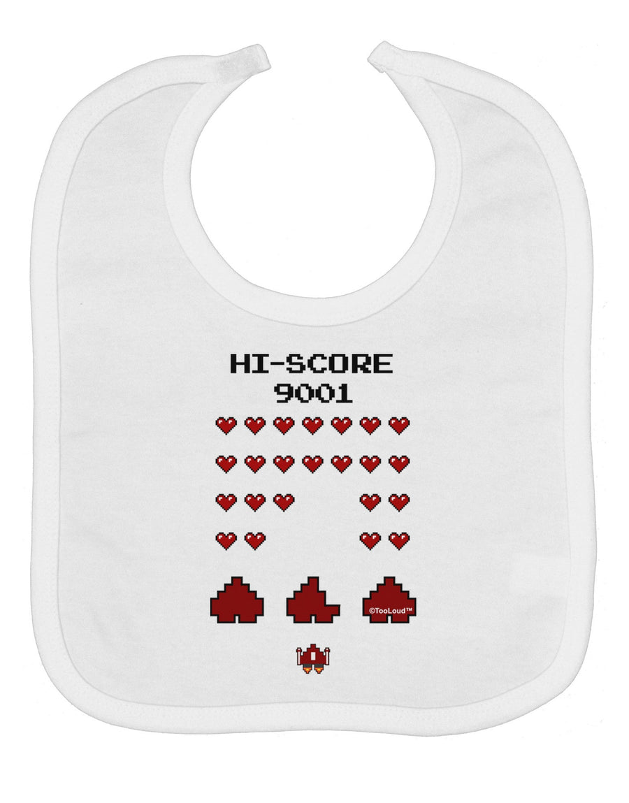 Pixel Heart Invaders Design Baby Bib