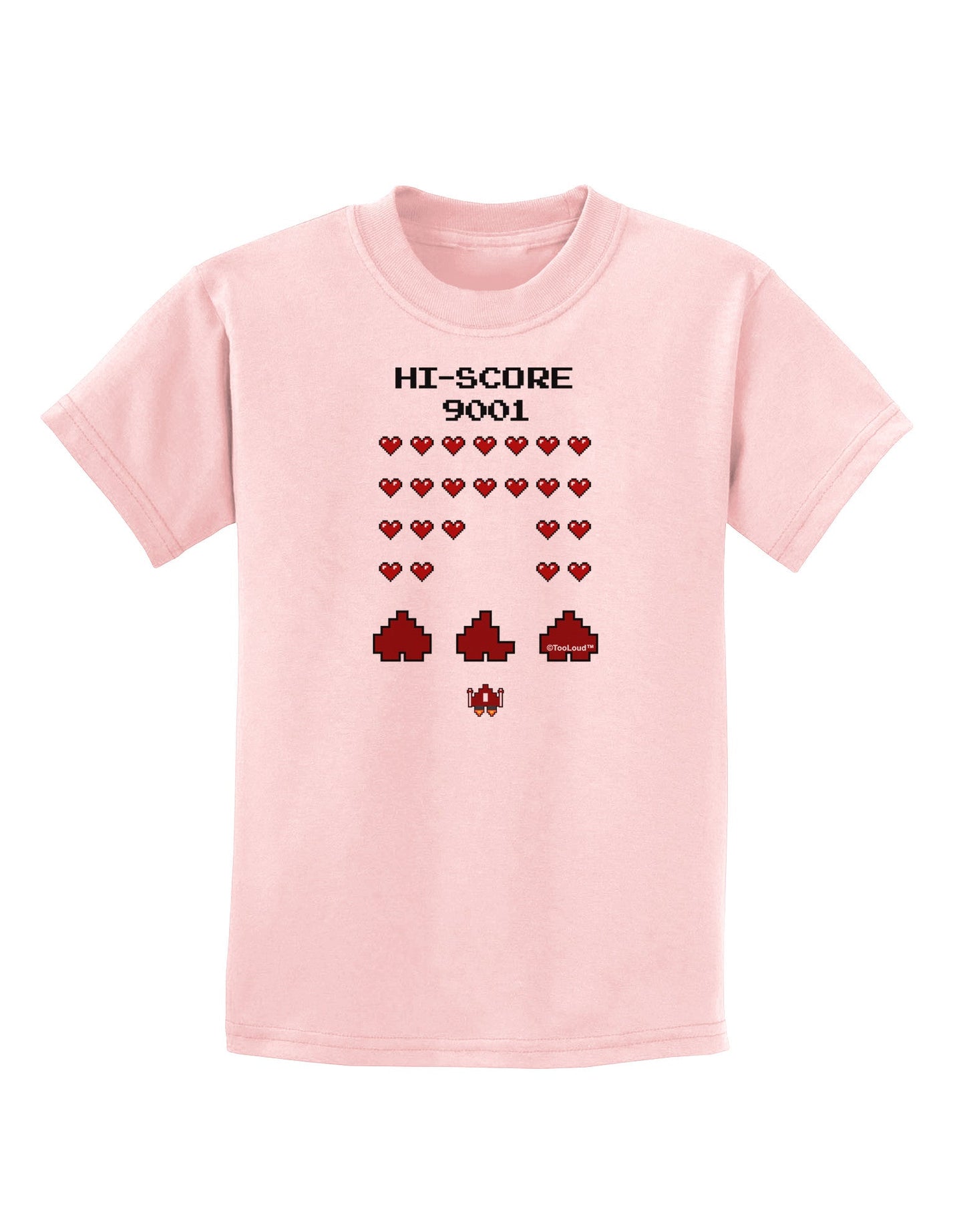 Pixel Heart Invaders Design Childrens T-Shirt-Childrens T-Shirt-TooLoud-PalePink-X-Small-Davson Sales