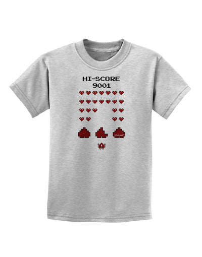 Pixel Heart Invaders Design Childrens T-Shirt-Childrens T-Shirt-TooLoud-AshGray-X-Small-Davson Sales