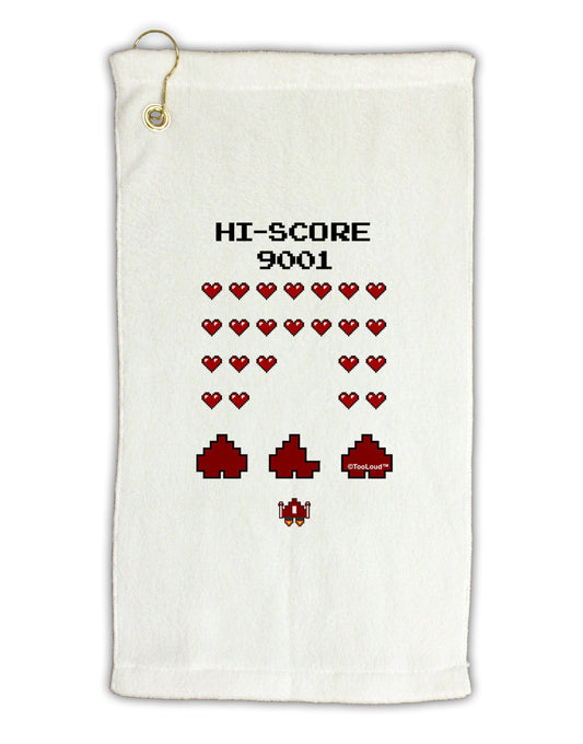 Pixel Heart Invaders Design Micro Terry Gromet Golf Towel 11"x19-Golf Towel-TooLoud-White-Davson Sales