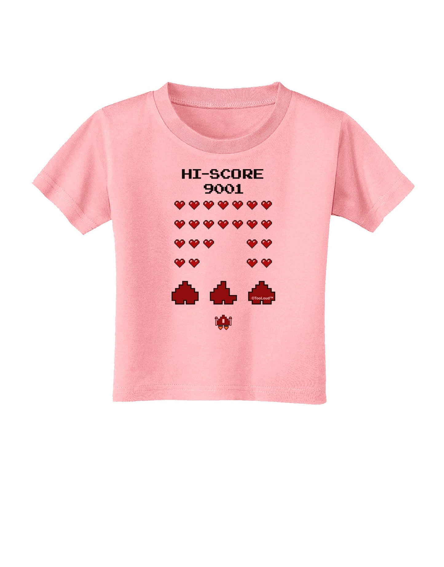 Pixel Heart Invaders Design Toddler T-Shirt-Toddler T-Shirt-TooLoud-Candy-Pink-2T-Davson Sales