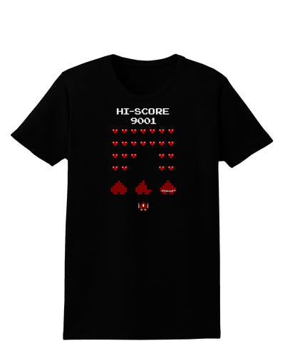 Pixel Heart Invaders Design Womens Dark T-Shirt
