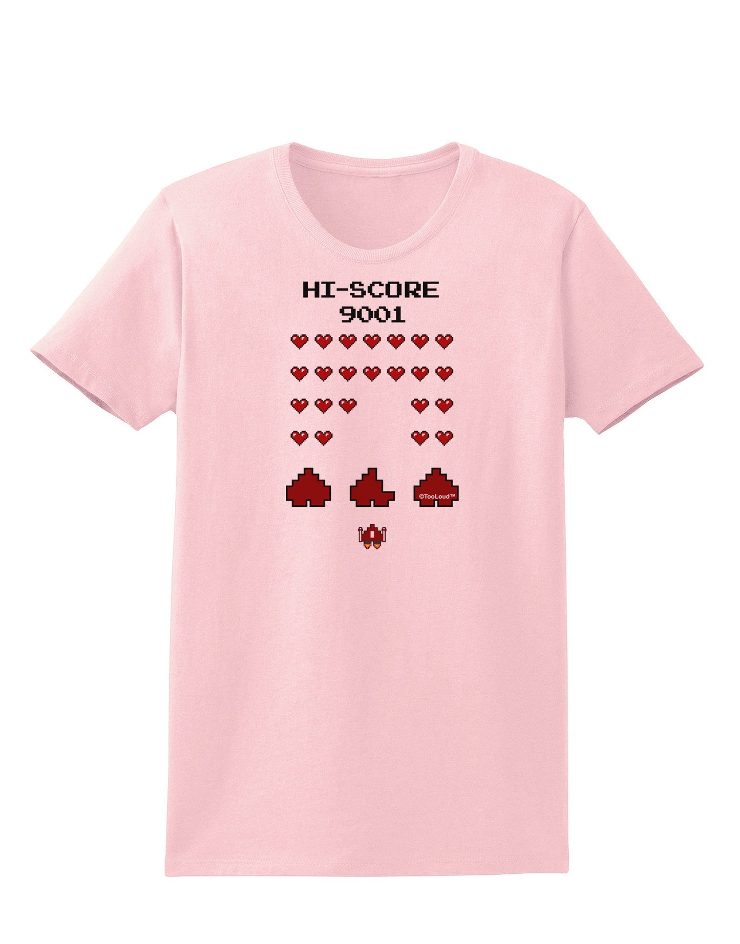Pixel Heart Invaders Design Womens T-Shirt-Womens T-Shirt-TooLoud-PalePink-X-Small-Davson Sales