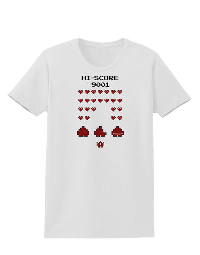 Pixel Heart Invaders Design Womens T-Shirt
