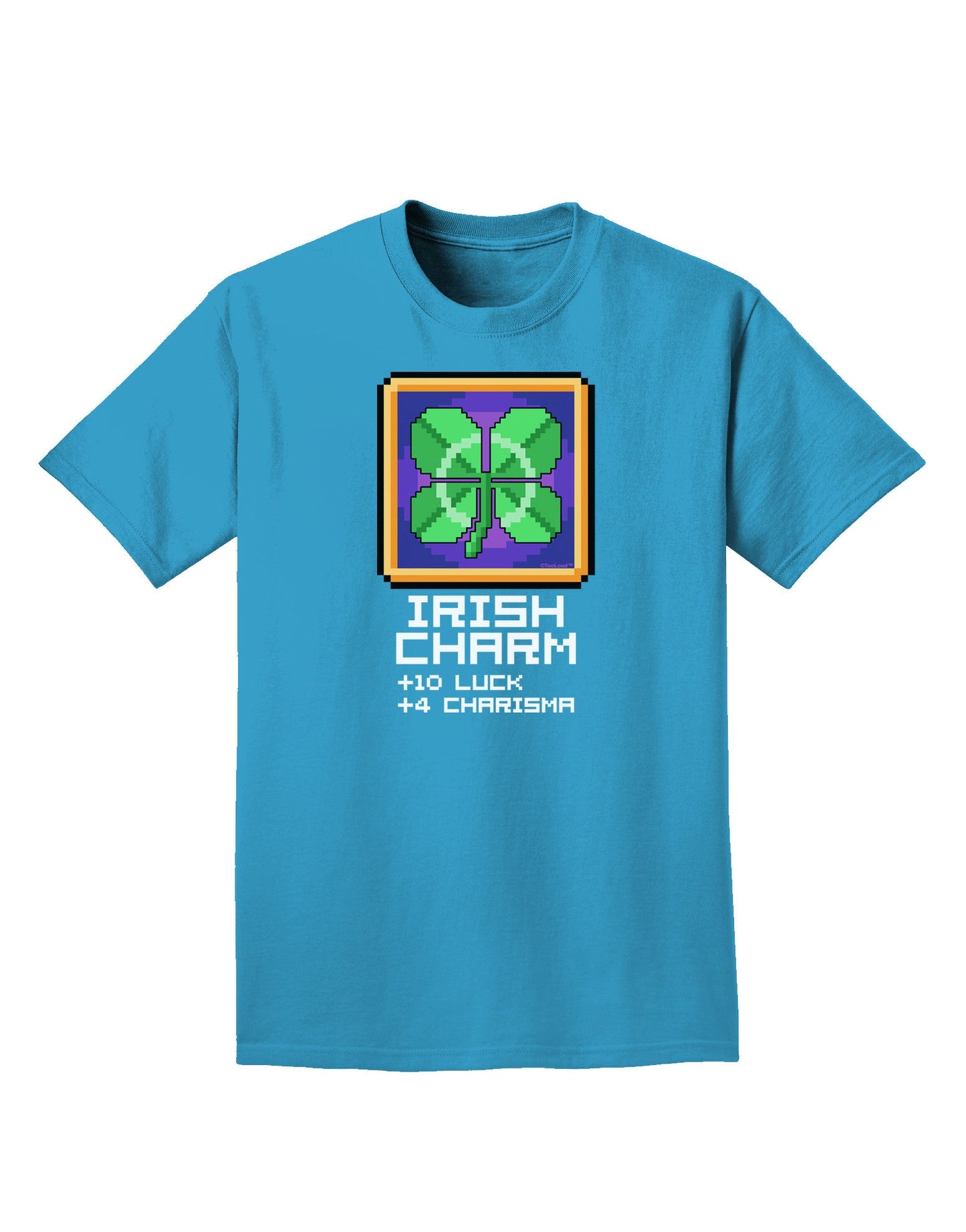 Pixel Irish Charm Item Adult Dark T-Shirt-Mens T-Shirt-TooLoud-Turquoise-Small-Davson Sales