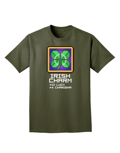 Pixel Irish Charm Item Adult Dark T-Shirt-Mens T-Shirt-TooLoud-Military-Green-Small-Davson Sales