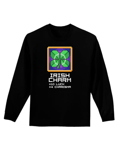Pixel Irish Charm Item Adult Long Sleeve Dark T-Shirt-TooLoud-Black-Small-Davson Sales