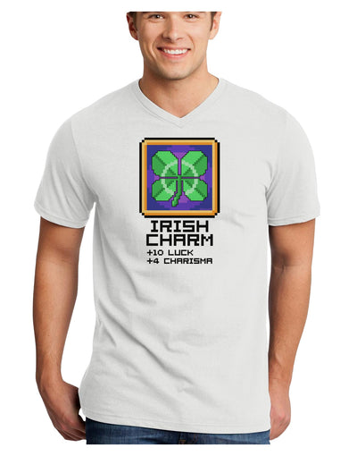 Pixel Irish Charm Item Adult V-Neck T-shirt-Mens V-Neck T-Shirt-TooLoud-White-Small-Davson Sales