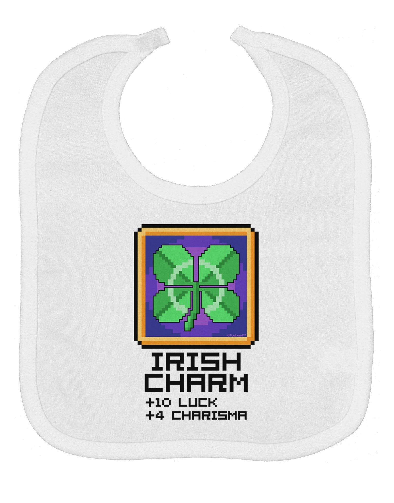 Pixel Irish Charm Item Baby Bib