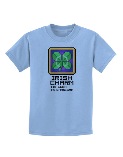 Pixel Irish Charm Item Childrens T-Shirt-Childrens T-Shirt-TooLoud-Light-Blue-X-Small-Davson Sales