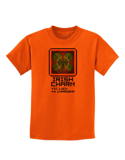 Pixel Irish Charm Item Childrens T-Shirt-Childrens T-Shirt-TooLoud-Orange-X-Small-Davson Sales