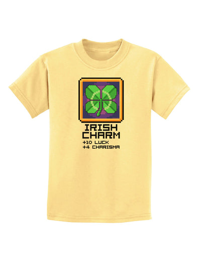 Pixel Irish Charm Item Childrens T-Shirt-Childrens T-Shirt-TooLoud-Daffodil-Yellow-X-Small-Davson Sales