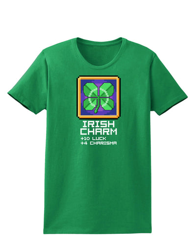 Pixel Irish Charm Item Womens Dark T-Shirt-TooLoud-Kelly-Green-X-Small-Davson Sales