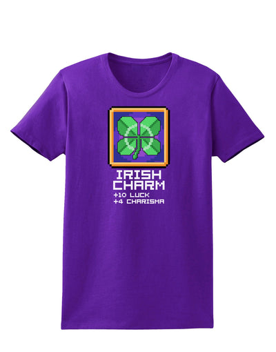 Pixel Irish Charm Item Womens Dark T-Shirt-TooLoud-Purple-X-Small-Davson Sales