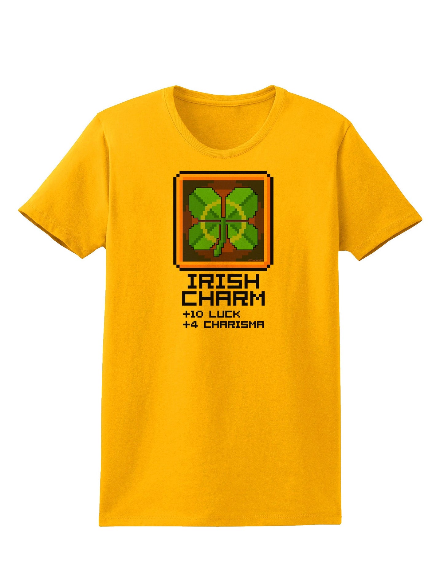 Pixel Irish Charm Item Womens T-Shirt-Womens T-Shirt-TooLoud-Gold-X-Small-Davson Sales
