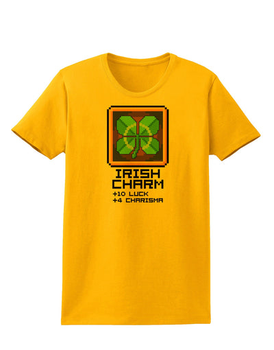 Pixel Irish Charm Item Womens T-Shirt-Womens T-Shirt-TooLoud-Gold-X-Small-Davson Sales