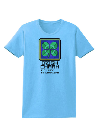 Pixel Irish Charm Item Womens T-Shirt-Womens T-Shirt-TooLoud-Aquatic-Blue-X-Small-Davson Sales