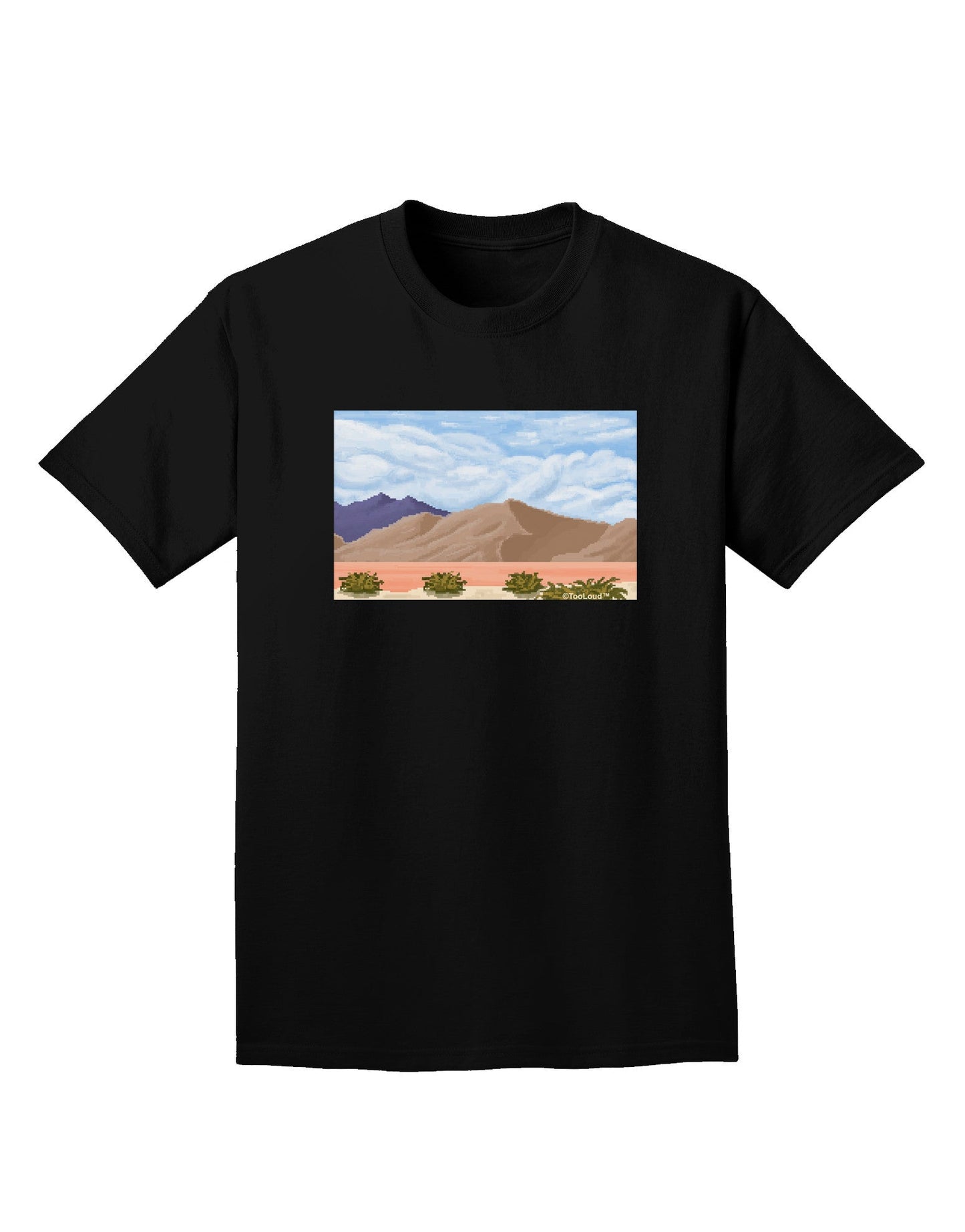 Pixel Landscape - Desert Adult Dark T-Shirt-Mens T-Shirt-TooLoud-Black-Small-Davson Sales