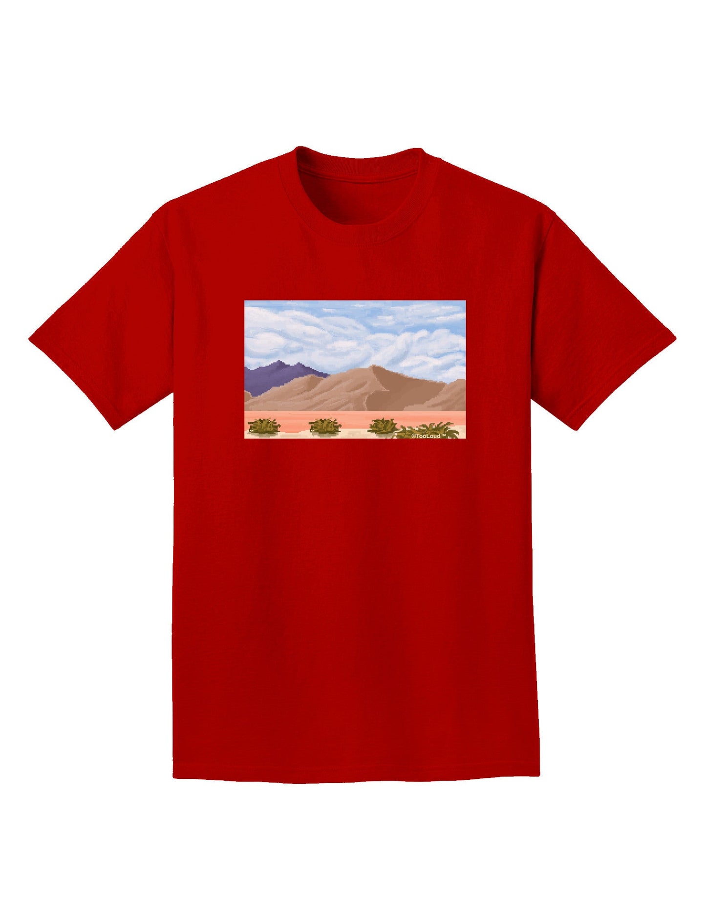 Pixel Landscape - Desert Adult Dark T-Shirt-Mens T-Shirt-TooLoud-Red-Small-Davson Sales