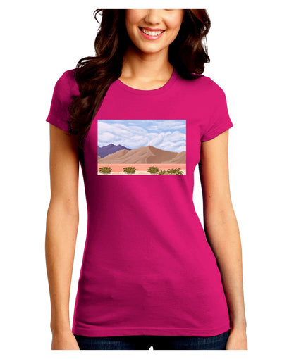 Pixel Landscape - Desert Juniors Crew Dark T-Shirt-T-Shirts Juniors Tops-TooLoud-Hot-Pink-Juniors Fitted Small-Davson Sales