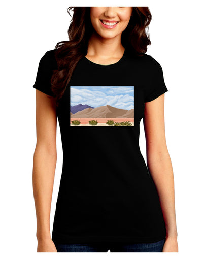 Pixel Landscape - Desert Juniors Crew Dark T-Shirt-T-Shirts Juniors Tops-TooLoud-Black-Juniors Fitted Small-Davson Sales