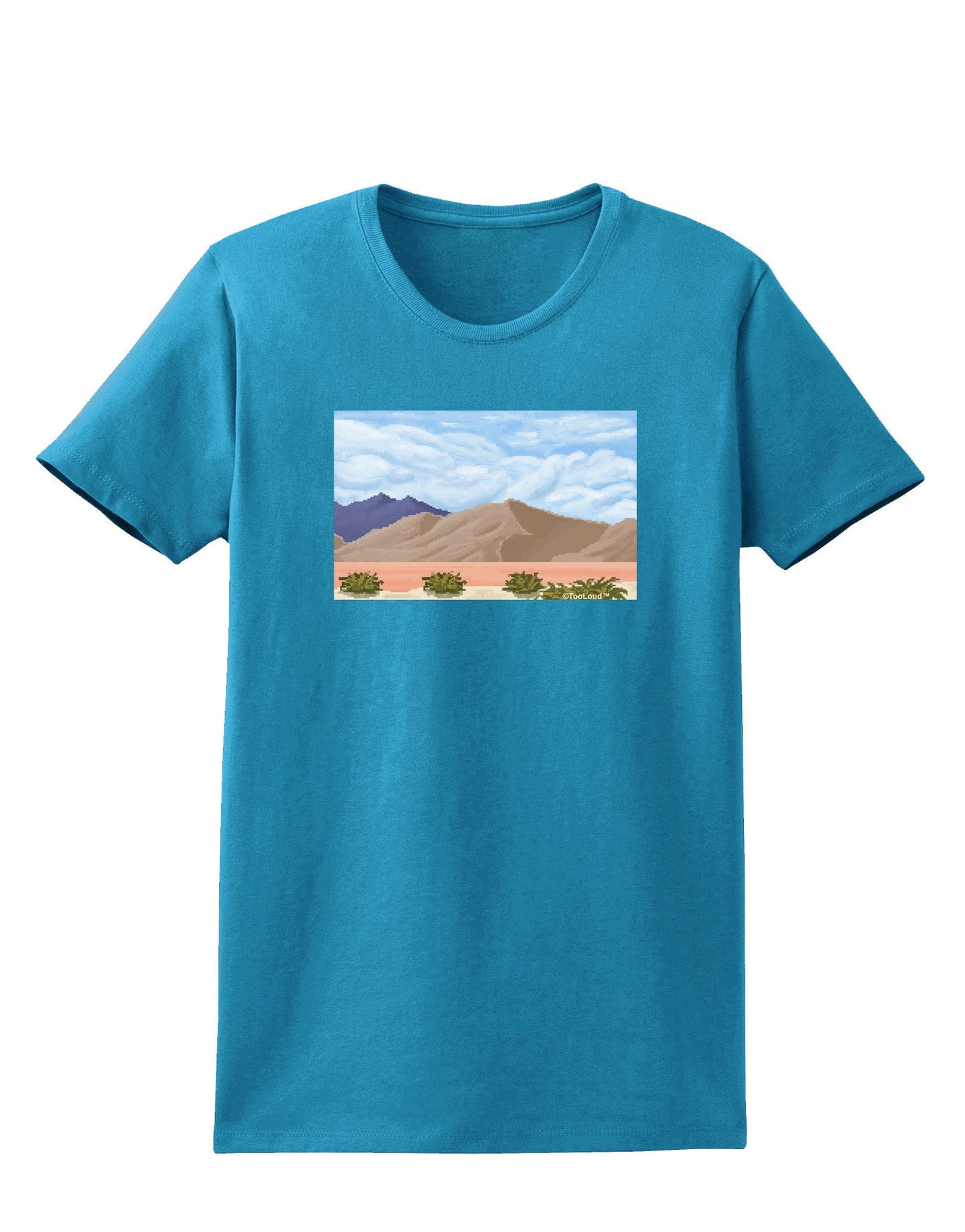 Pixel Landscape - Desert Womens Dark T-Shirt-TooLoud-Turquoise-X-Small-Davson Sales