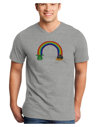 Pixel Pot of Gold Adult V-Neck T-shirt-Mens V-Neck T-Shirt-TooLoud-HeatherGray-Small-Davson Sales