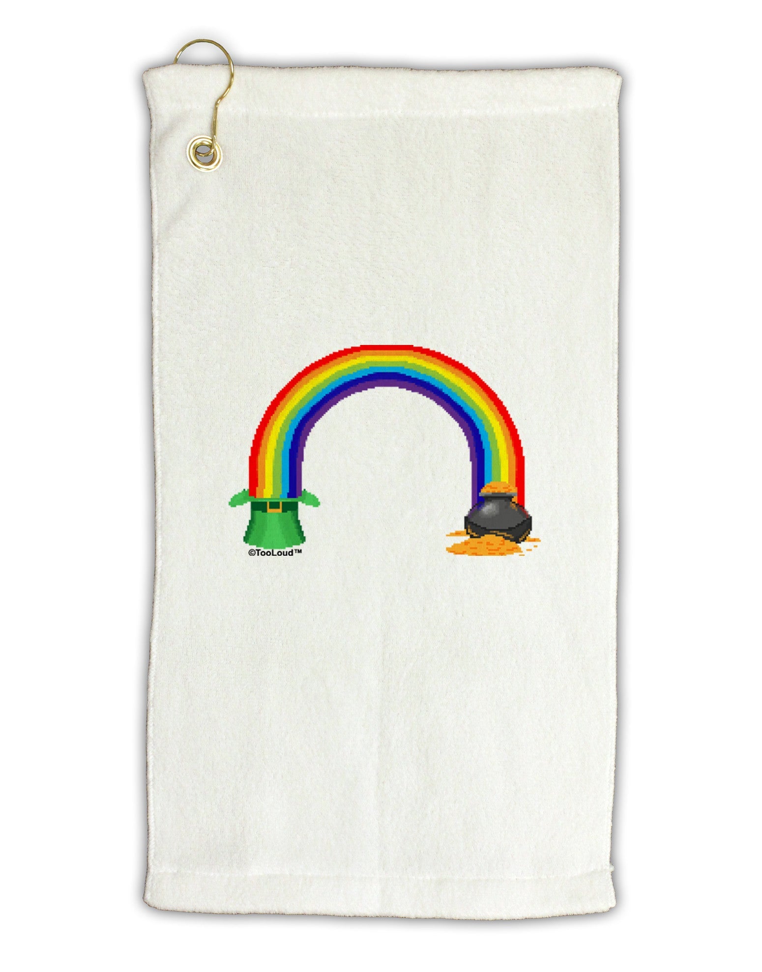 Pixel Pot of Gold Micro Terry Gromet Golf Towel 11"x19-Golf Towel-TooLoud-White-Davson Sales