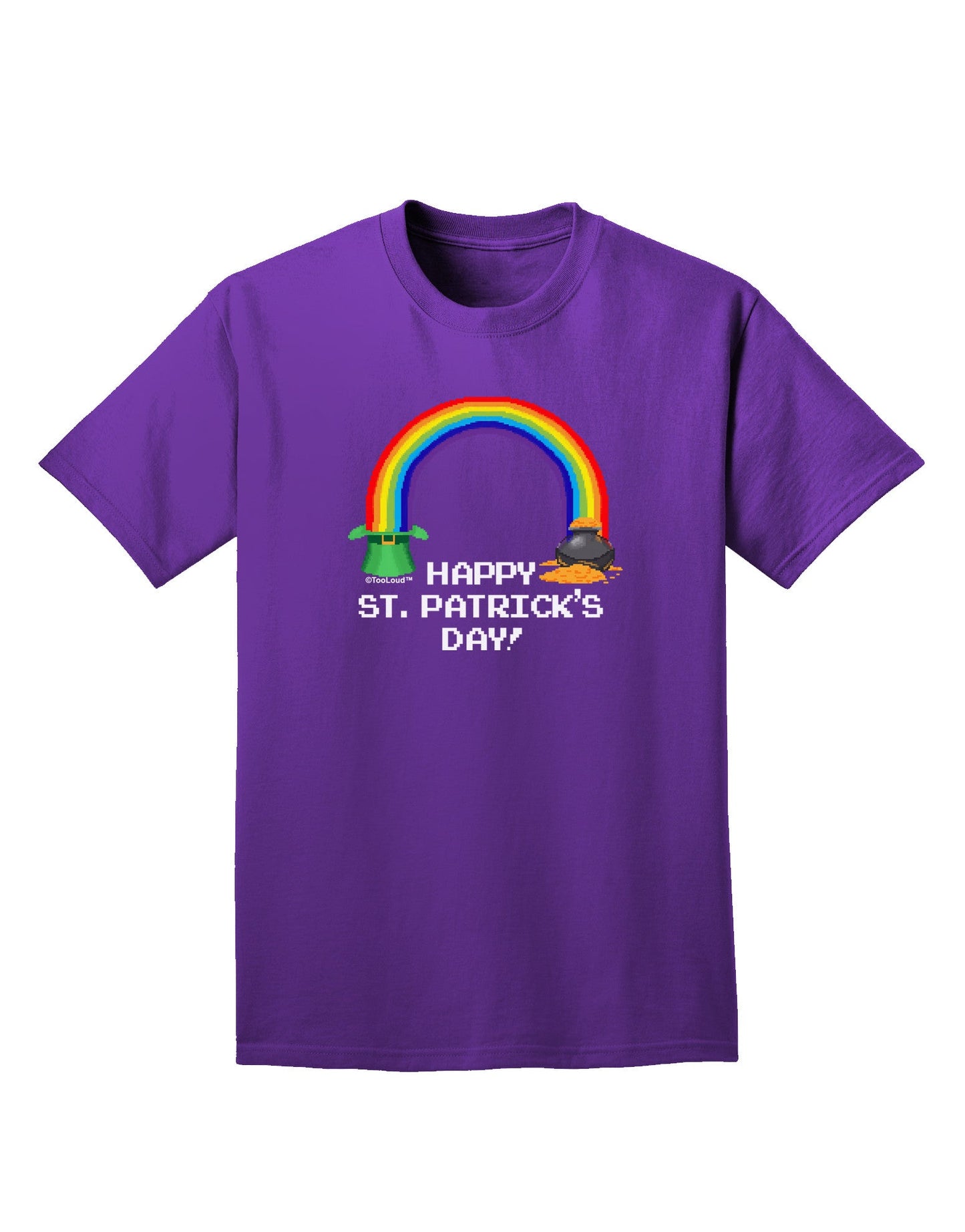Pixel Pot of Gold St Patrick Text Adult Dark T-Shirt-Mens T-Shirt-TooLoud-Purple-Small-Davson Sales