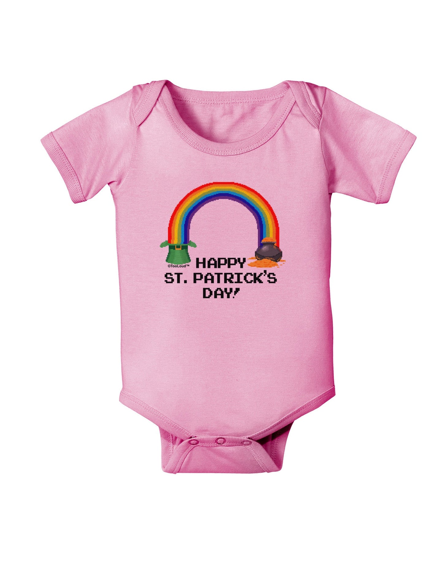 Pixel Pot of Gold St Patrick Text Baby Romper Bodysuit-Baby Romper-TooLoud-Pink-06-Months-Davson Sales