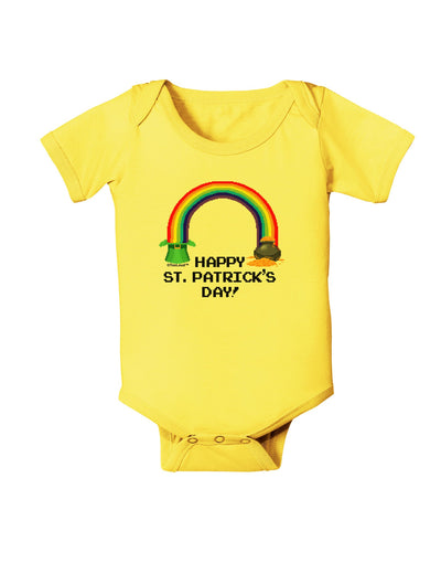 Pixel Pot of Gold St Patrick Text Baby Romper Bodysuit-Baby Romper-TooLoud-Yellow-06-Months-Davson Sales
