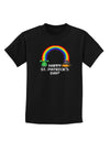 Pixel Pot of Gold St Patrick Text Childrens Dark T-Shirt-Childrens T-Shirt-TooLoud-Black-X-Small-Davson Sales