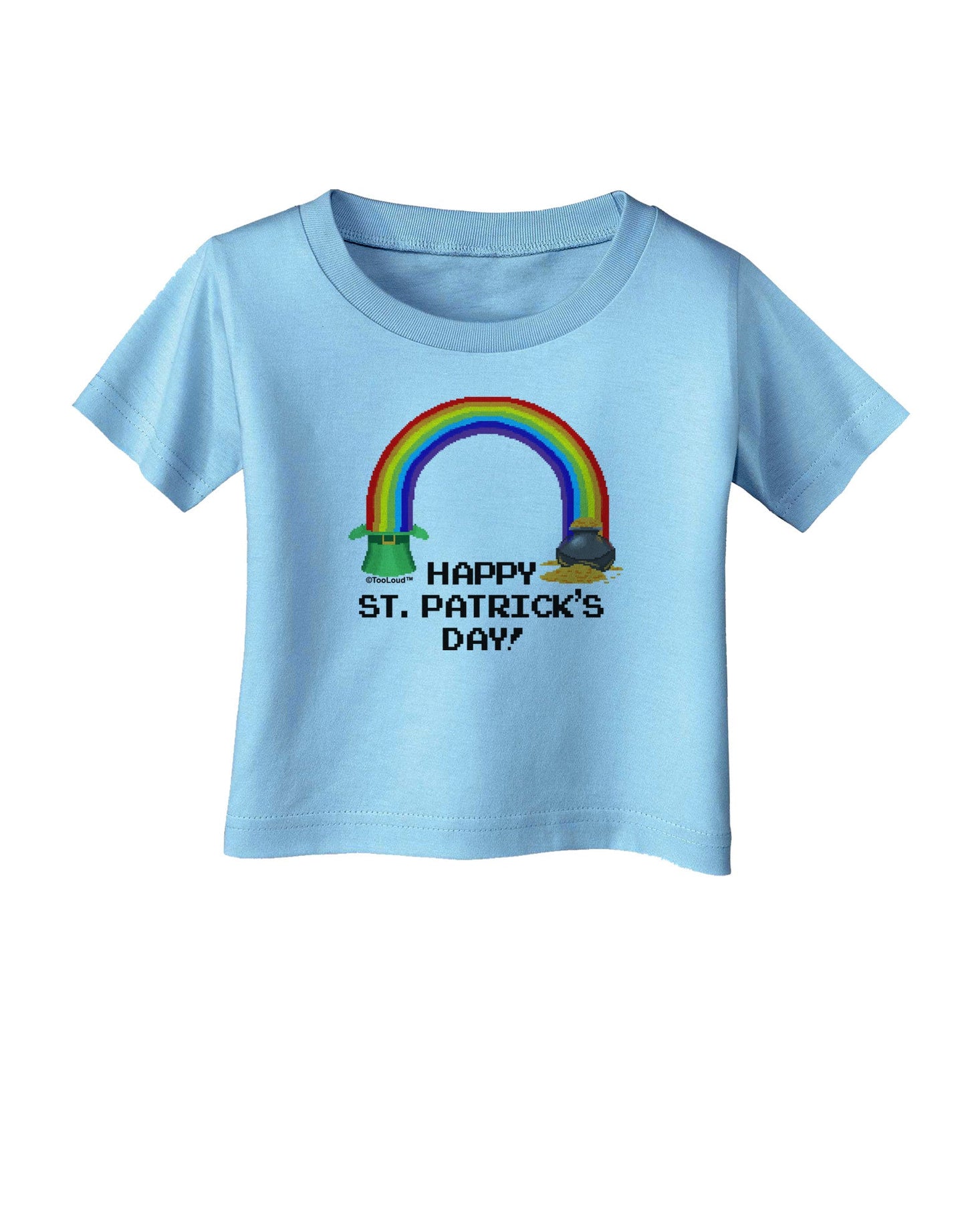 Pixel Pot of Gold St Patrick Text Infant T-Shirt-Infant T-Shirt-TooLoud-Aquatic-Blue-06-Months-Davson Sales