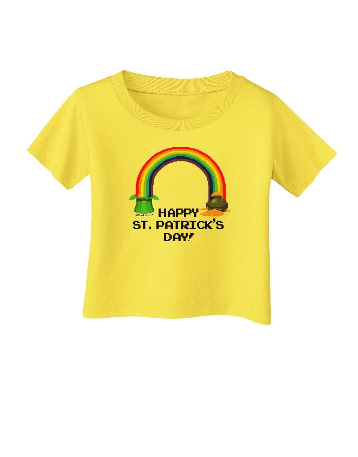 Pixel Pot of Gold St Patrick Text Infant T-Shirt-Infant T-Shirt-TooLoud-Yellow-06-Months-Davson Sales