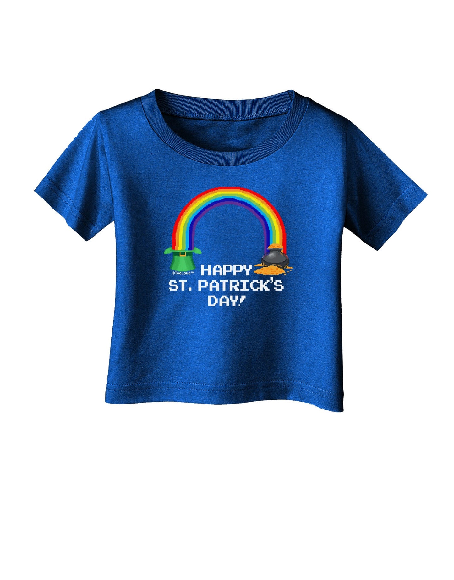 Pixel Pot of Gold St Patrick Text Infant T-Shirt Dark-Infant T-Shirt-TooLoud-Royal-Blue-06-Months-Davson Sales