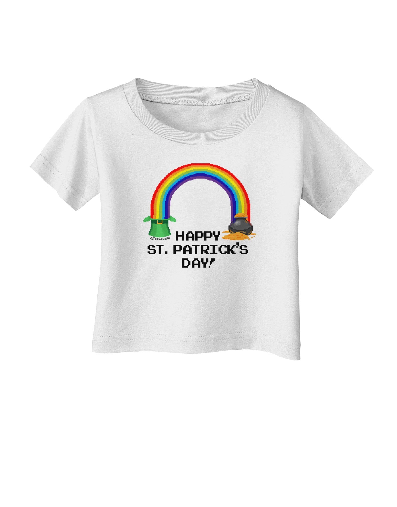 Pixel Pot of Gold St Patrick Text Infant T-Shirt-Infant T-Shirt-TooLoud-White-06-Months-Davson Sales