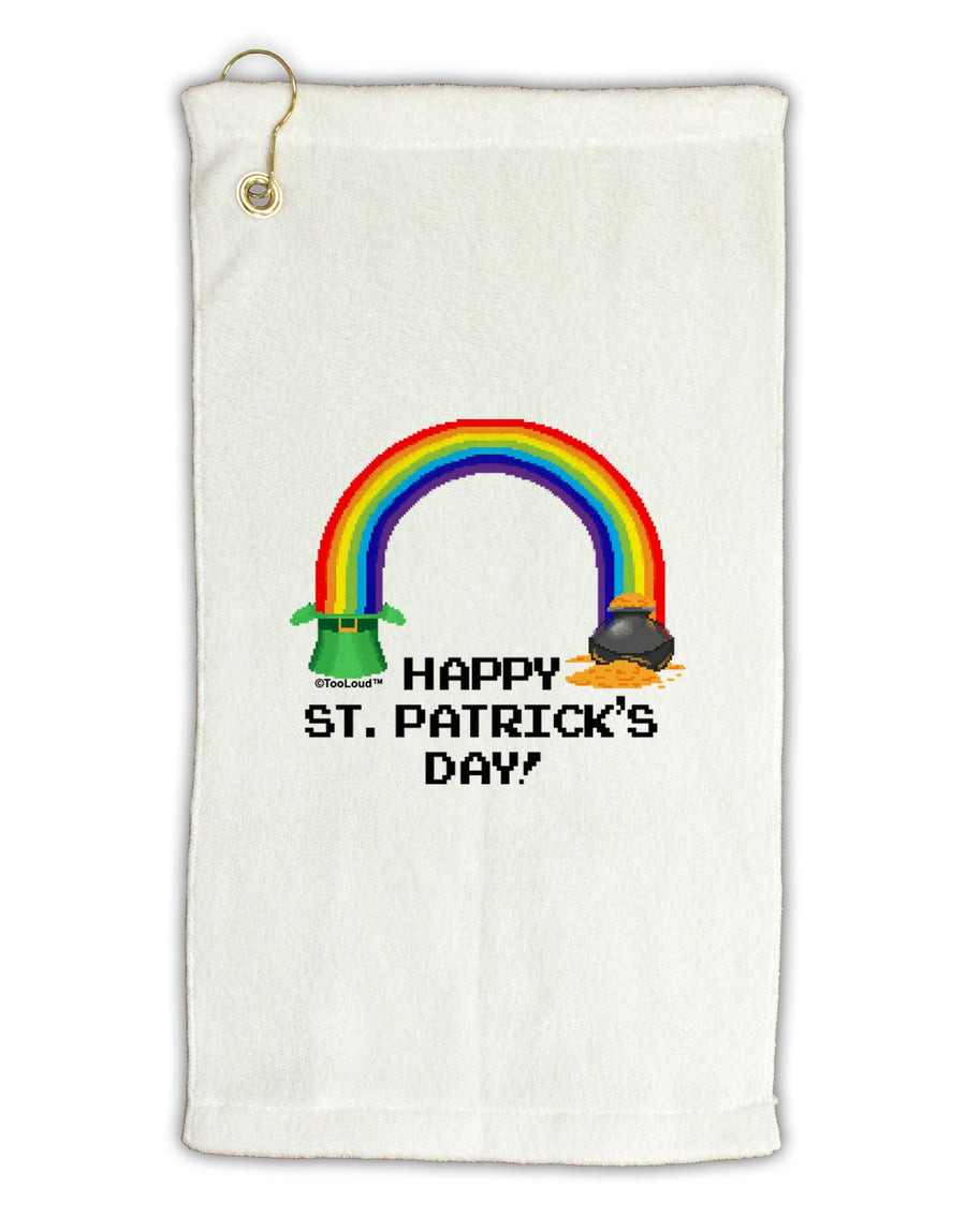 Pixel Pot of Gold St Patrick Text Micro Terry Gromet Golf Towel 11&#x22;x19-Golf Towel-TooLoud-White-Davson Sales