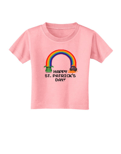 Pixel Pot of Gold St Patrick Text Toddler T-Shirt-Toddler T-Shirt-TooLoud-Candy-Pink-2T-Davson Sales