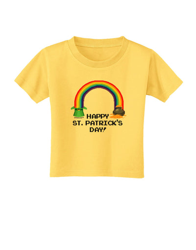 Pixel Pot of Gold St Patrick Text Toddler T-Shirt-Toddler T-Shirt-TooLoud-Yellow-2T-Davson Sales