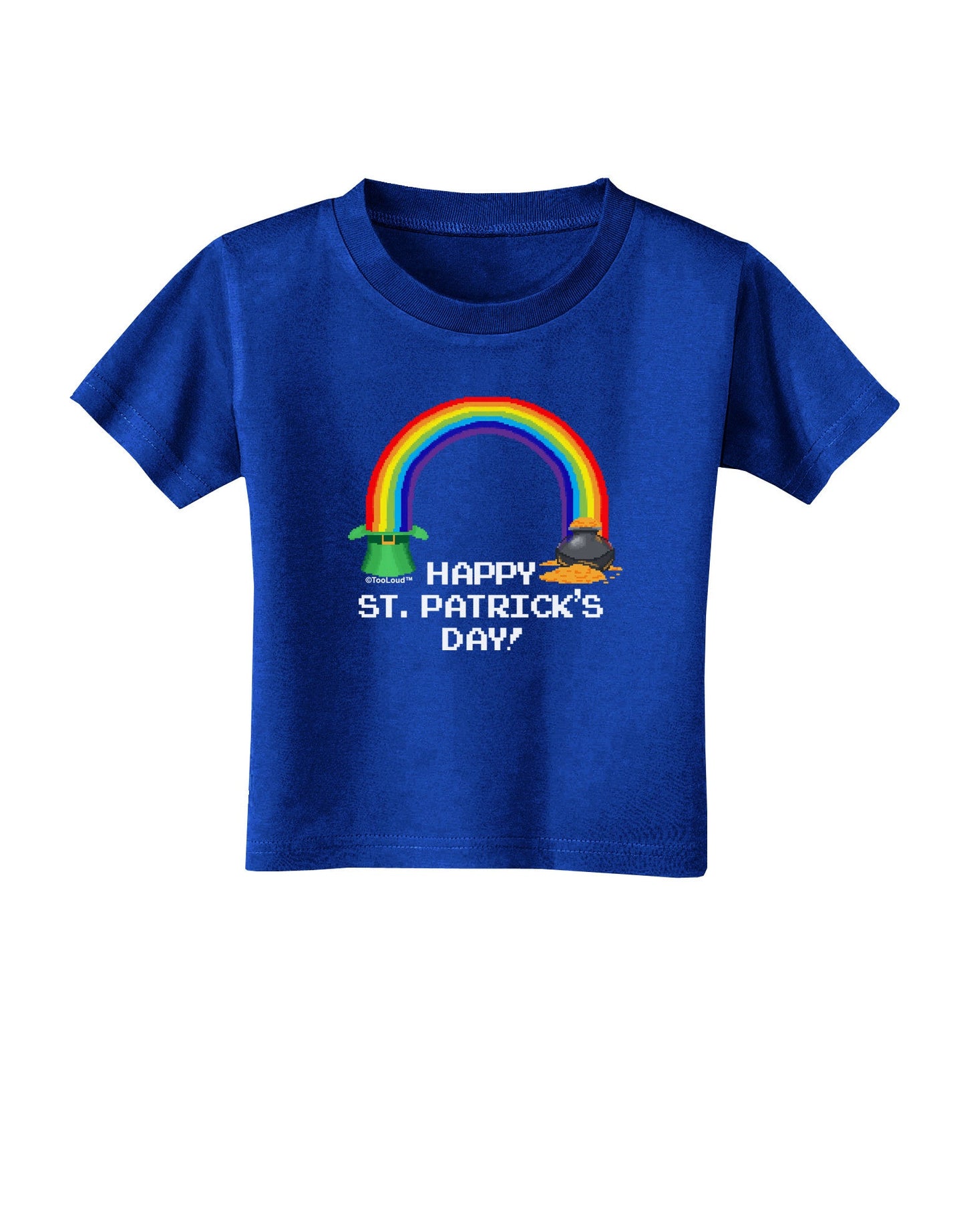 Pixel Pot of Gold St Patrick Text Toddler T-Shirt Dark-Toddler T-Shirt-TooLoud-Royal-Blue-2T-Davson Sales