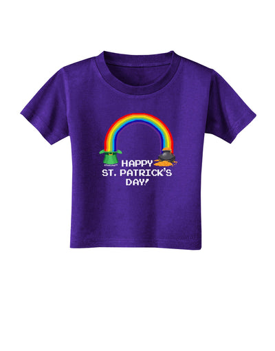 Pixel Pot of Gold St Patrick Text Toddler T-Shirt Dark-Toddler T-Shirt-TooLoud-Purple-2T-Davson Sales