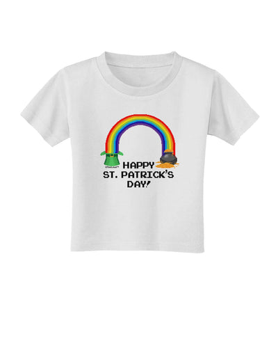 Pixel Pot of Gold St Patrick Text Toddler T-Shirt-Toddler T-Shirt-TooLoud-White-2T-Davson Sales