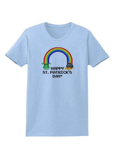 Pixel Pot of Gold St Patrick Text Womens T-Shirt-Womens T-Shirt-TooLoud-Light-Blue-X-Small-Davson Sales