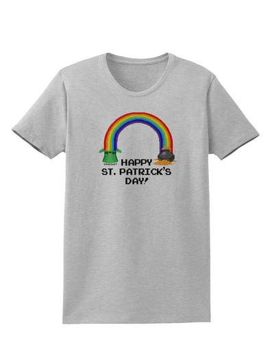 Pixel Pot of Gold St Patrick Text Womens T-Shirt-Womens T-Shirt-TooLoud-AshGray-X-Small-Davson Sales