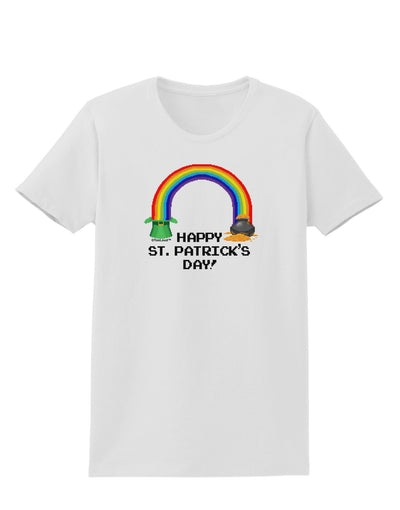 Pixel Pot of Gold St Patrick Text Womens T-Shirt-Womens T-Shirt-TooLoud-White-X-Small-Davson Sales