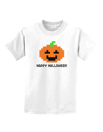 Pixel Pumpkin - Halloween Childrens T-Shirt-Childrens T-Shirt-TooLoud-White-X-Small-Davson Sales