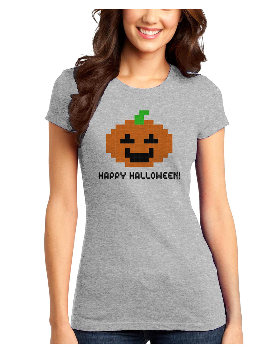 Pixel Pumpkin - Halloween Juniors T-Shirt-Womens Juniors T-Shirt-TooLoud-White-Juniors Fitted XS-Davson Sales