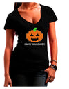 Pixel Pumpkin - Halloween Juniors V-Neck Dark T-Shirt-TooLoud-Black-Small-Davson Sales