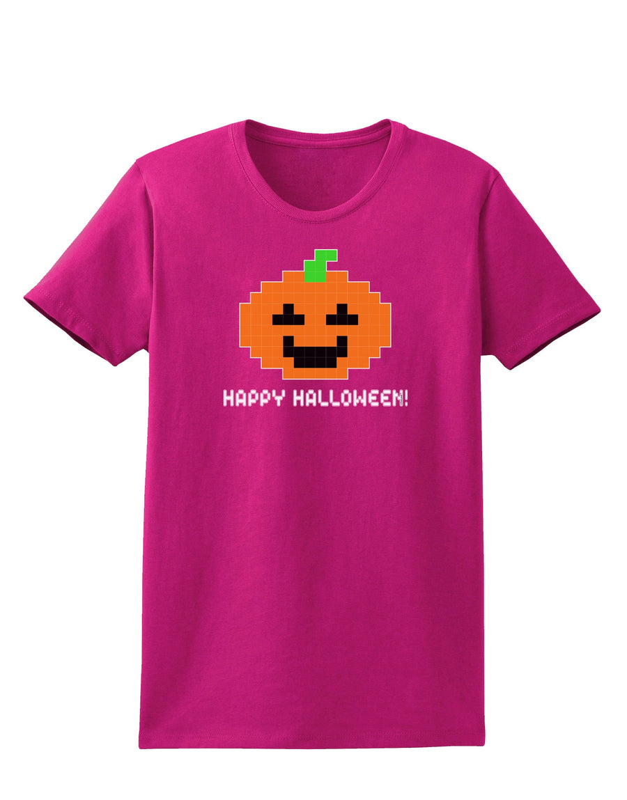 Pixel Pumpkin - Halloween Womens Dark T-Shirt-Womens T-Shirt-TooLoud-Black-X-Small-Davson Sales